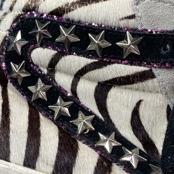 Vintage Havana High Top Gladice Zebra Stud Pink Sneakers Women’s 8 Zipper LaceUp - Picture 10 of 15